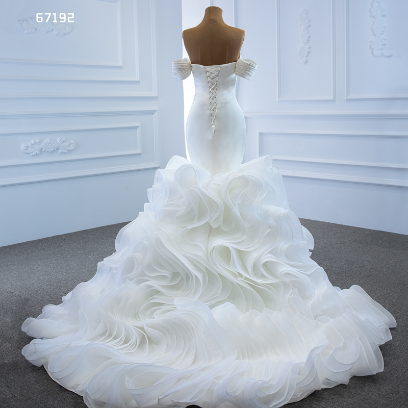 Off shoulder wedding dress white mermaid wedding gown for bridal dress 2021 with train robe Mariee sweetheart lace up back